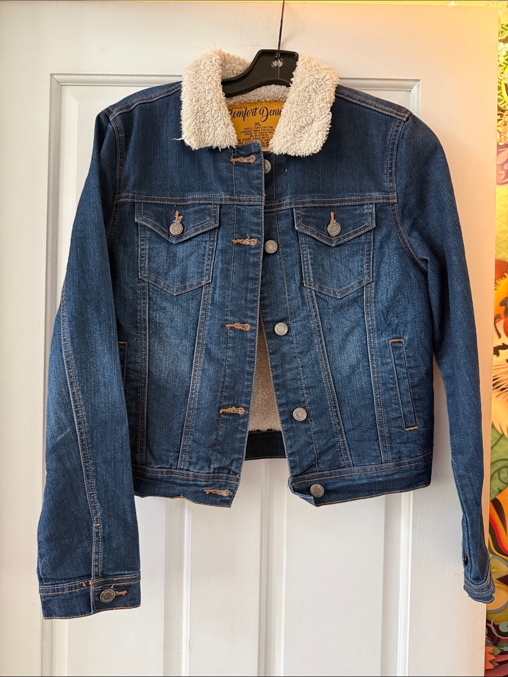 Jean Jacket with Sherpa Collar - Dark Blue